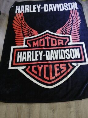 Harley-Davidson Black and Orange Winged Shield Blanket